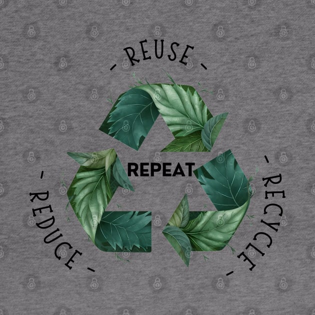 Recycling Logo with Leaves and Green Plants. Go Green, Recycle Symbol, Save the Earth Earth Day Awareness April 22 by Motistry